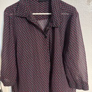 Attention Red Boxy Notched Collar Blouse